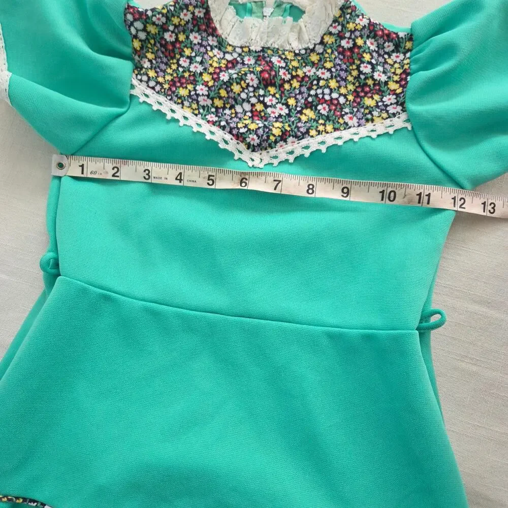 Vintage Aqua + Floral Maxi Dress 5t/6